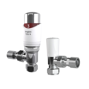 Drayton TRV4 15mm x 1/2" TRV & Lockshield White/Chrome 07 05 0180