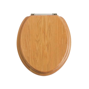 Heritage Soft Close Toilet Seat Oak with Chrome Hinges TSOAK101SC