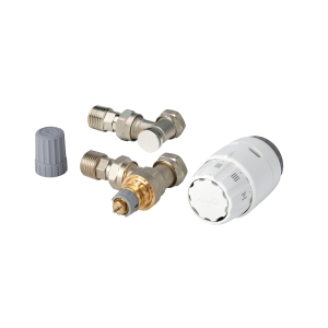 Danfoss RAS-C2 15mm Angled Thermostatic Radiator Valve & Lockshield 013G6005