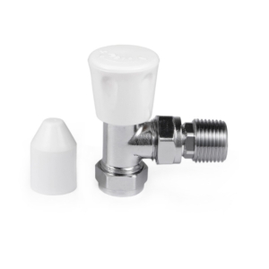 Plumbright 15mmx1/2" Angled Manual Radiator Valve (Wheelhead & Lockshield Cap) 21101120301