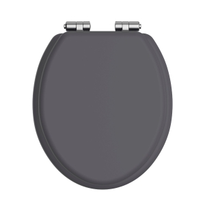 Heritage Toilet Seat Soft Close Chrome Hinges Graphite TSGRA101SSC