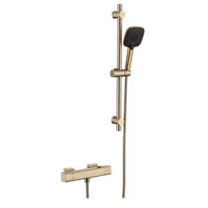 iflo Ottawa Soft Square OneWay Thermostatic Shower - Brushed Brass 
