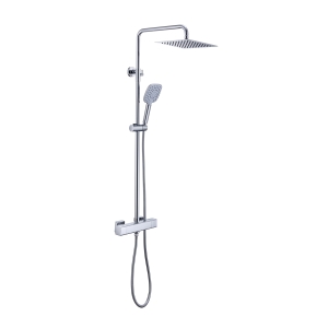 iflo Ottawa Soft Square TwoWay Thermostatic Shower - Chrome with Adjustable Riser Rail