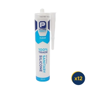 Plumbright Anti-Mould Plumbing Sanitary Silicone Sealant 310ml Clear (Pack of 12) PRSEALCLRPK